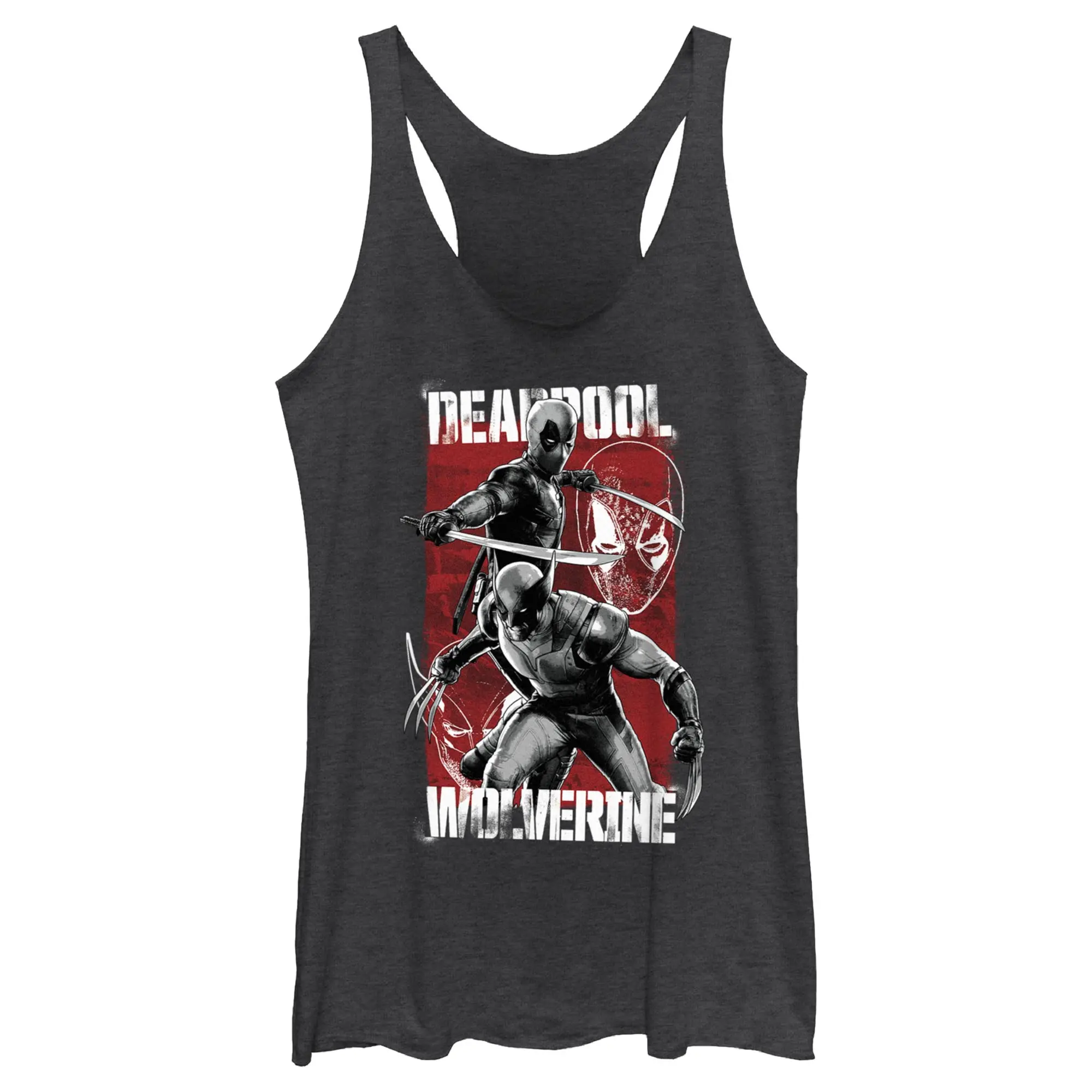 Women's Marvel: Deadpool & Wolverine Team Distressed Racerback Tank Top