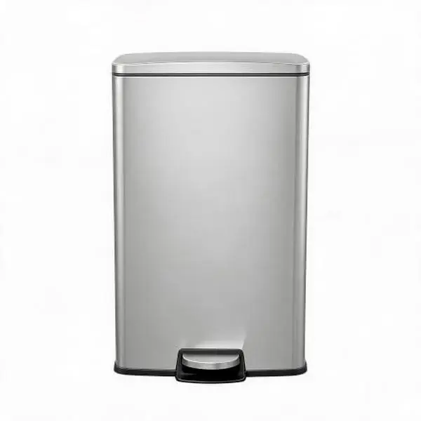 13gal Rectangular Stainless Steel Kitchen Garbage Can with Foot Pedal Lid, Fingerprint-Resistant 50L Trash Can with Inner Bucket for Home, Office, Silver