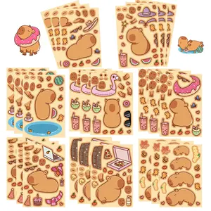 8-piece Toy Puzzle Cartoon Capybara "Make A Face" Sticker Series, Suitable for Scrapbooks, Diaries, Laptops, Water Bottles, Cars, and Other Faith-based Designs—gifts with Positive Messages.