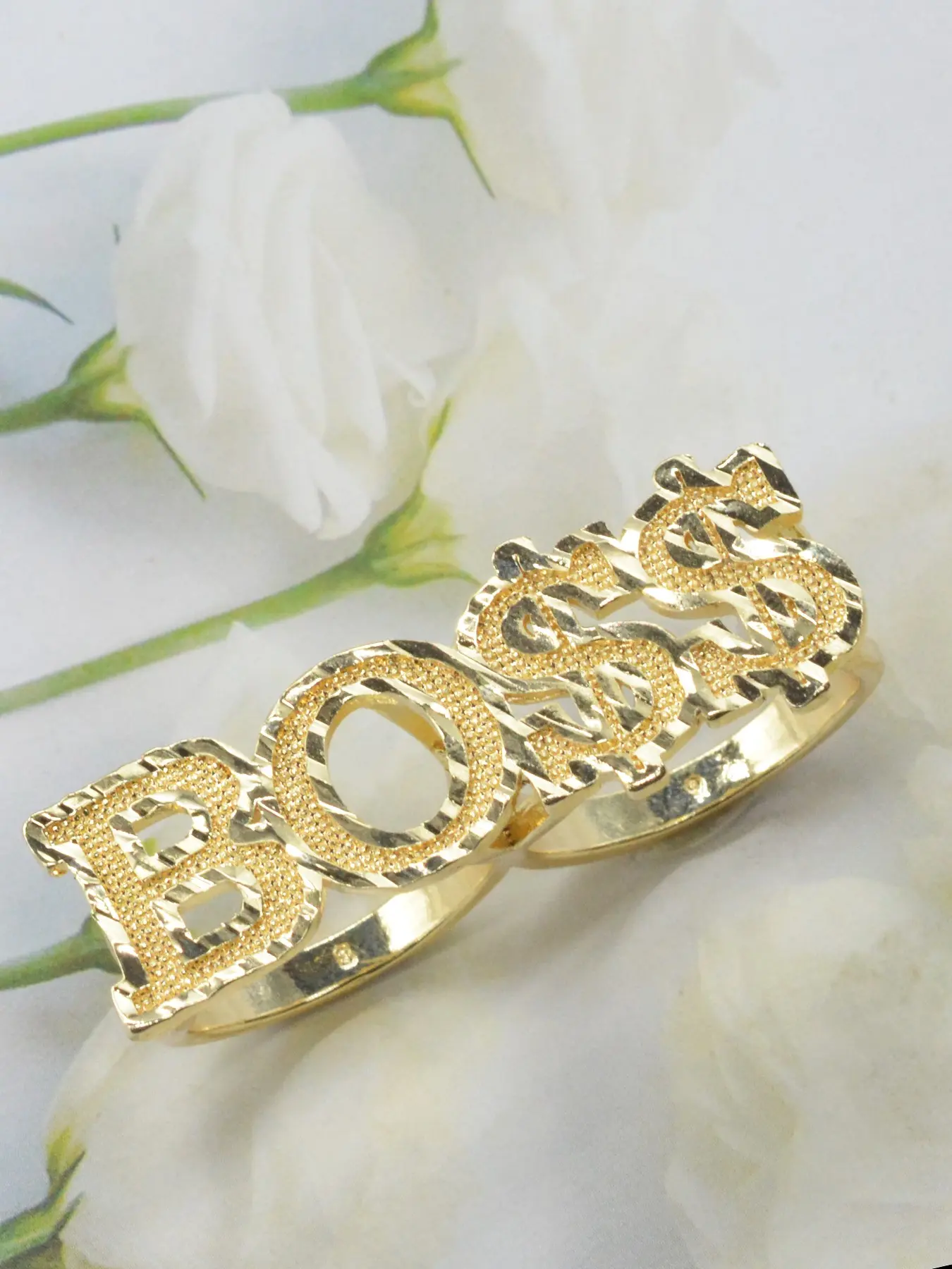 Fashion Hip-Hop Geometric Metal Boss Letter Ring, Unisex Casual Daily Wear Jewelry, Best Valentine's Day Gift for Couples, Casual Trendy Jewelry, Geometric Rings, Chunky Statement Rings, Geometric Design Ring