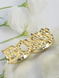 Fashion Hip-Hop Geometric Metal Boss Letter Ring, Unisex Casual Daily Wear Jewelry, Best Valentine's Day Gift for Couples, Casual Trendy Jewelry