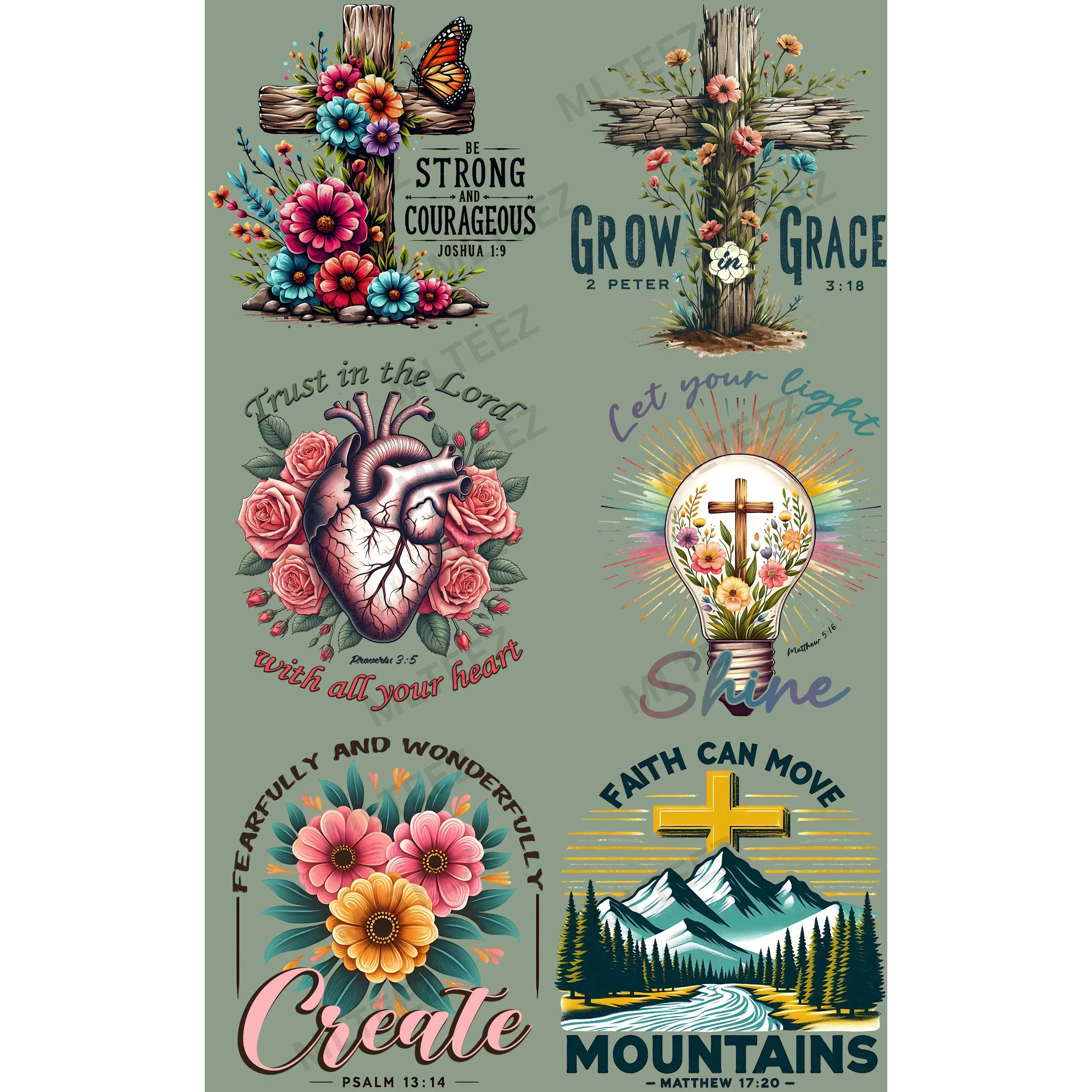 BE STRONG AND COURAGEOUS GANGSHEET  - 22X36  DTF TRANSFERS - DIRECT TO FILM