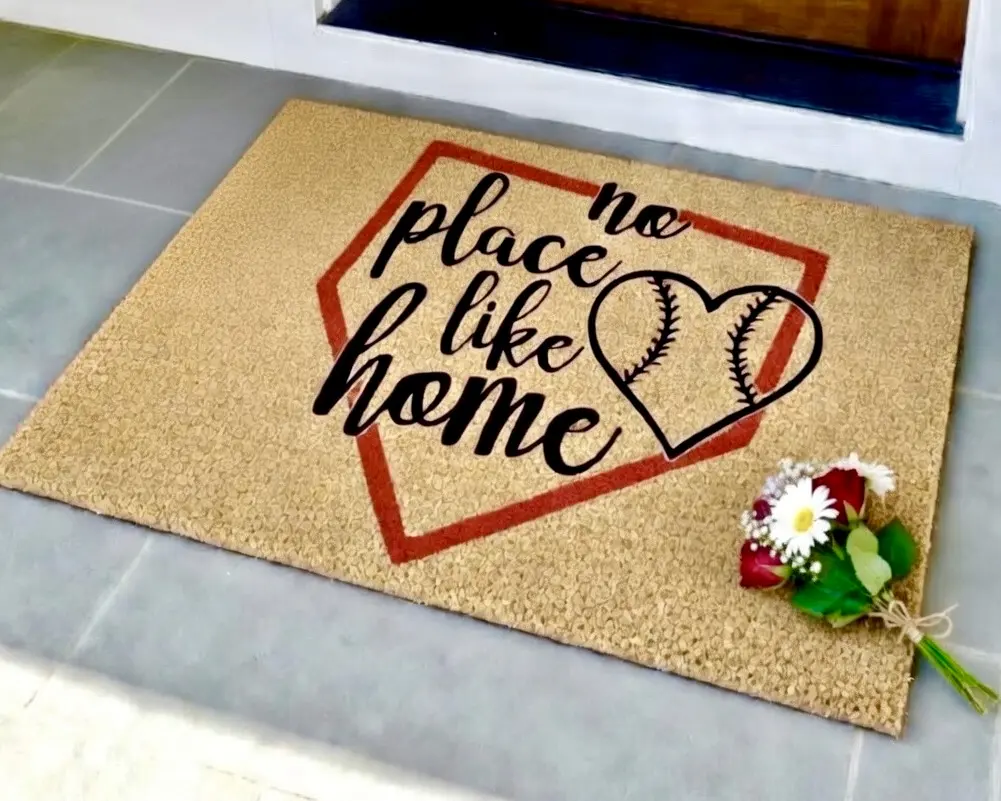 Baseball Themed Home Sweet Home, Baseball Doormat, Cute Doormat, Welcome Mat, Funny Door Mat, Family Gift, Home Doormat, Baseball mom gift