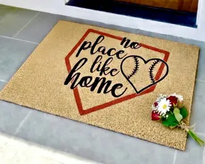 Baseball Themed Home Sweet Home, Baseball Doormat, Cute Doormat, Welcome Mat, Funny Door Mat, Family Gift, Home Doormat, Baseball mom gift