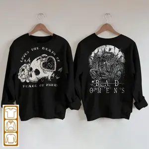 BAD OMENS LOVES THE DEATH OF PEACE OF MIND T-SHIRT, SWEATSHIRT & HOODIE, Bad Omens shirt, The Death of Peace of Mind band tee, Skull rose graphic, Metalcore fan merch, Gothic band apparel, For menswear for womenswear, Gift for him gift for her, Streetwear