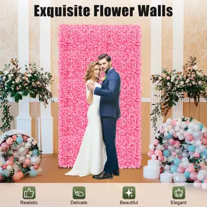 CNCEST 10-Pack Flower Wall Panel Set Elegant 3D Silk Rose Floral Decorative Faux Flower Artificial Floral Backdrop for Weddings, Parties, Home Decor Easy to Hang & Reuse