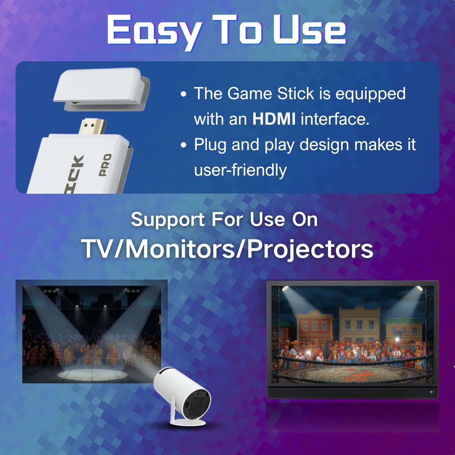 Retro Gaming Console, Retro Game Stick, 64GB SD Card Supports Up to 20,000+ Games, 23+ Emulators, 2 Wireless Controllers, Plug & Play Video Gamepad for Family, HDMI TV Game Stick