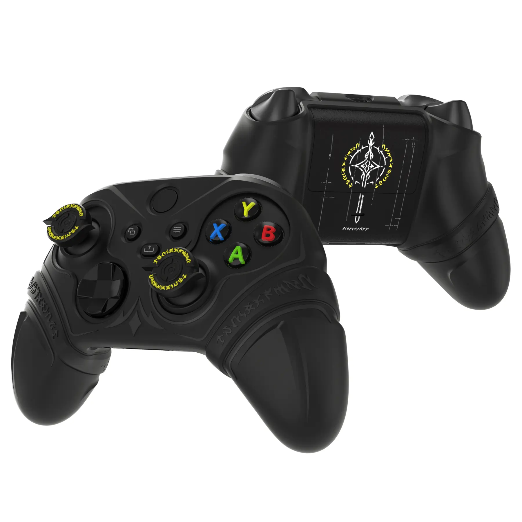 PlayVital Silicone Controller Cover for Xbox Series X/S with Thumbstick Cap & Sticker- Runes Edition Anti-Slip Grip Skin, Shockproof Protector for Xbox Core Wireless Controller(Black) Protection Gaming Accessories