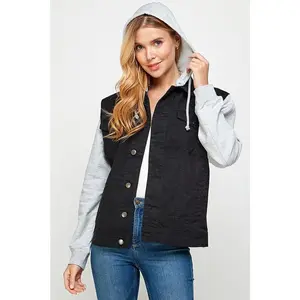 Blue Age Women's Denim  Jacket with Fleece Hoodies