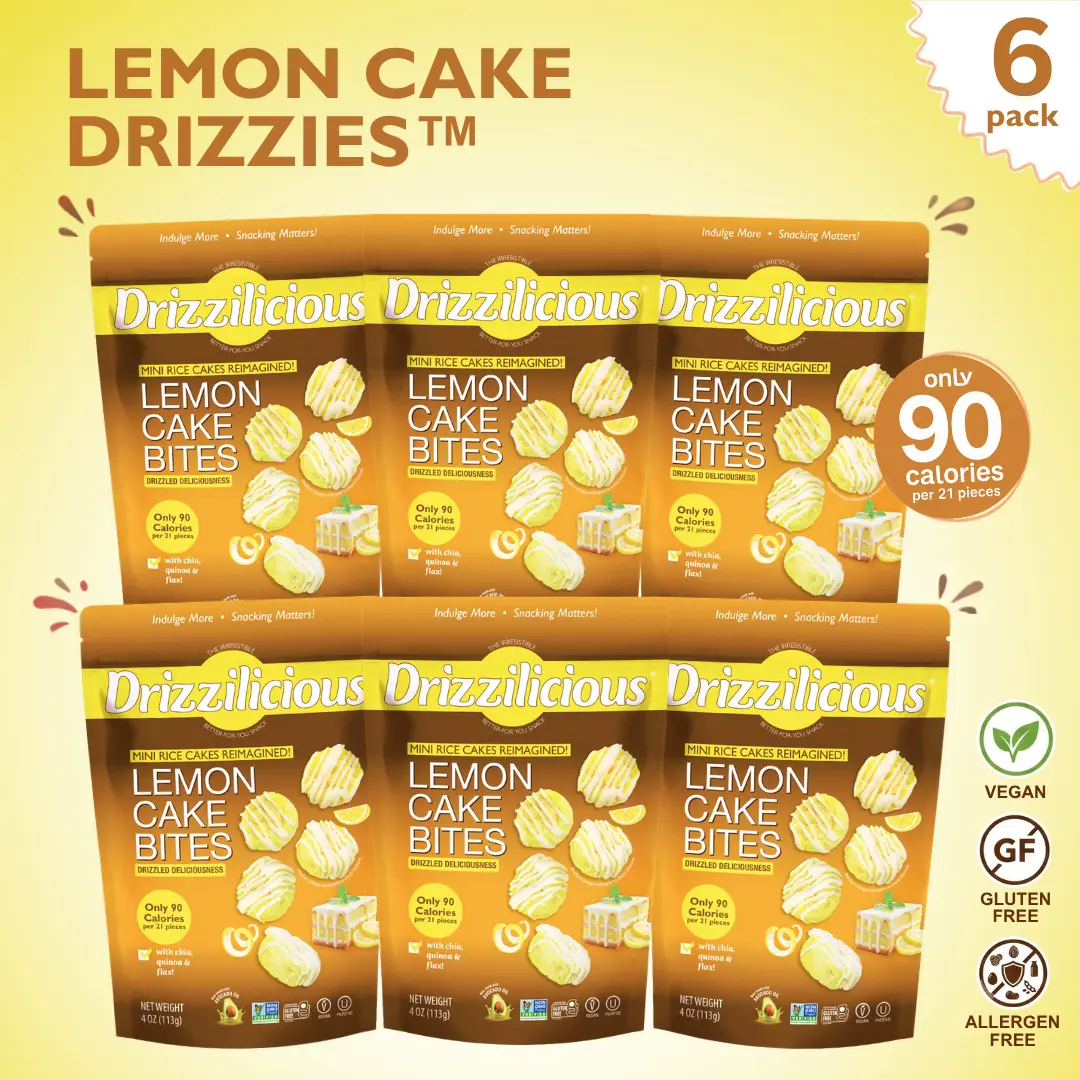 6 Pack - Drizzilicious Lemon Cake Mini Rice Cakes - New Flavor