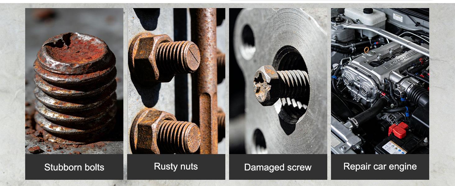 Gunpla 1/2" Heavy Duty Manual Impact Driver Set | S2 Alloy Steel Bits & 40CR Driver | Professional Rusted Bolt Remover & Frozen Nut Extractor | 12Pcs Reversible Impact Screwdriver Kit