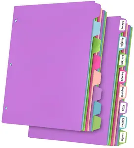 16Pcs/2 Set Binder Dividers with Tabs, 8 Color Tab for 3 Ring Binder Dividers, Page Folder Dividers for 3 Ring Binder Sheet Paper Protectors, Plastic Tabbed File Dividers with Tabs S099