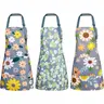3pcs(style a) Durable Polyester Floral Pattern Aprons Set - Waterproof, Adjustable Straps, Comfortable, Pocket, Easy Care, Soft for Long Prep, Kitchen Wear, Ideal Flower-Themed Gift for Women's Christmas, Birthday (Home Improvement Use)