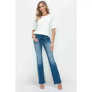 bytos Full Size Distressed High Rise Jeans with Pockets