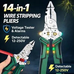 14 In 1 Wire Stripping Pliers With Cutter Crimper And Multi Bit Driver Heavy Duty High Carbon Steel Tool For Electricians DIY And Home Wiring Projects