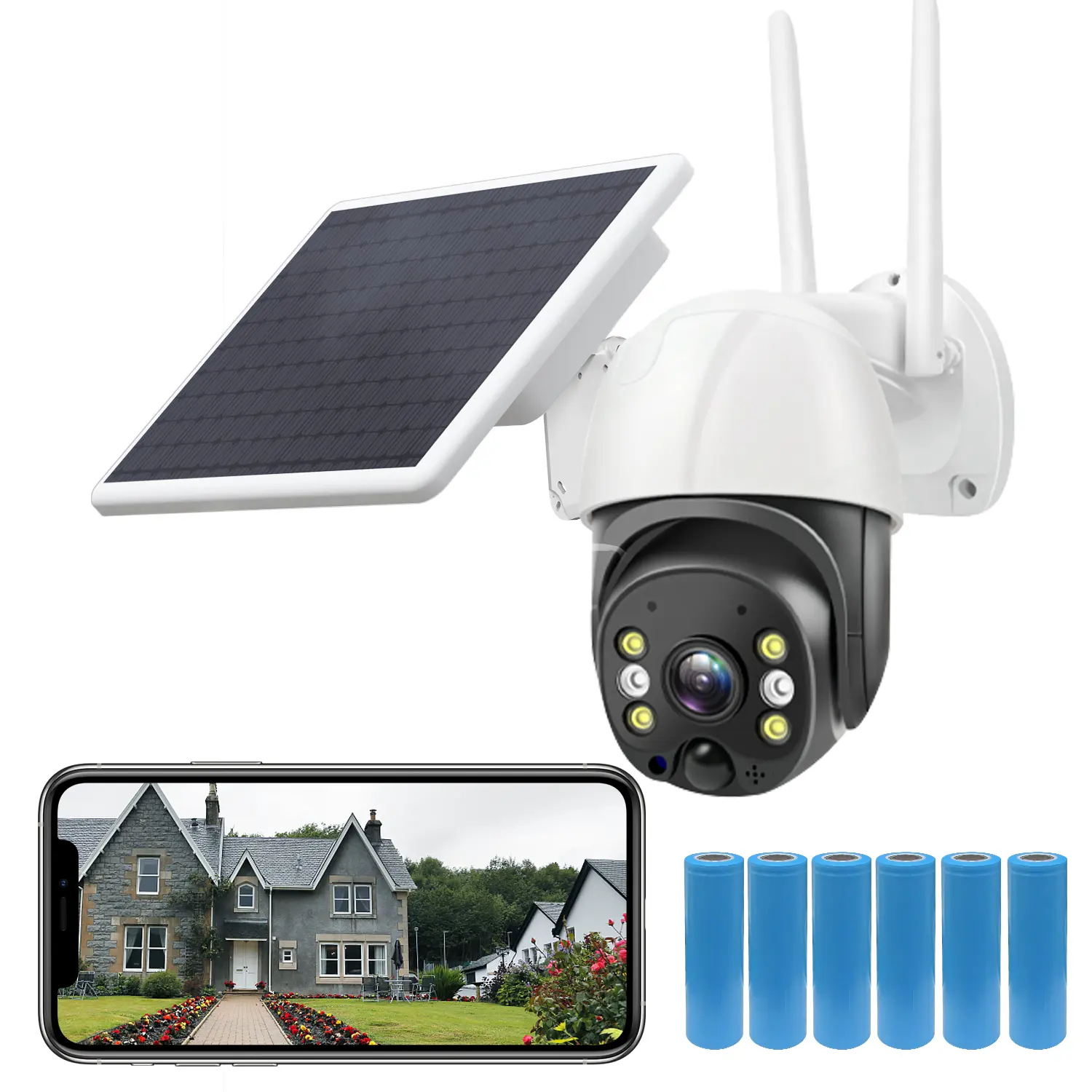 Wireless Solar Security Camera Outdoor, 3MP 2K PTZ Dome Camera with Motion Detection, Cloud/SD Storage, 2-Way Audio, IP67 Waterproof for Home Security, Farm & Yard Surveillance