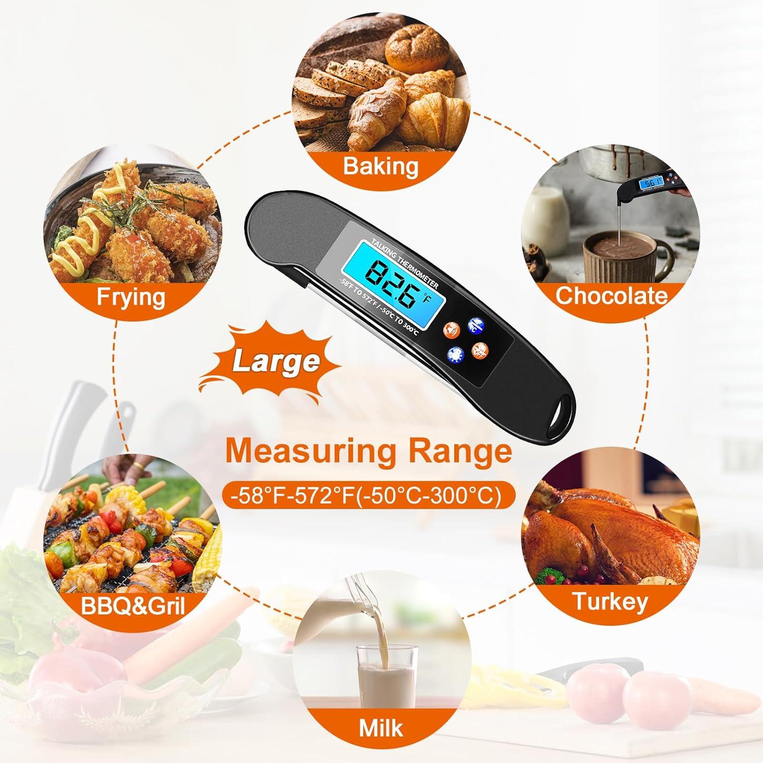 Digital Display Temperature Meter, 1 Count Electronic Measuring Thermometer, Food Kitchen Oil Thermometer, Electronic Probe BBQ Baking Temperature Pen Meter