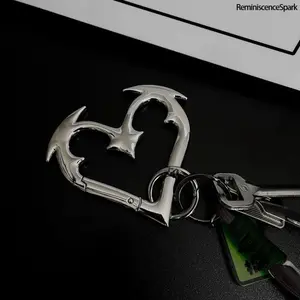 2-Pack Heartbreaker Bold Gothic Heart Carabiner Keychain | Heavy Duty Zinc Alloy Metal Key Clip | Edgy Statement Accessory for Keys Bags Backpacks | Punk Gothic Y2K Aesthetic Durable Secure Carry Charm for Daily Streetwear & Casual Outfits