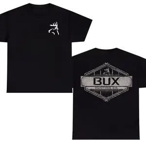 BUX Hunting Co Vintage Logo T-Shirt – Deer Hunting Graphic Tee, Rustic Outdoor Hunter Shirt, Unisex Cotton Hunting Apparel Gift