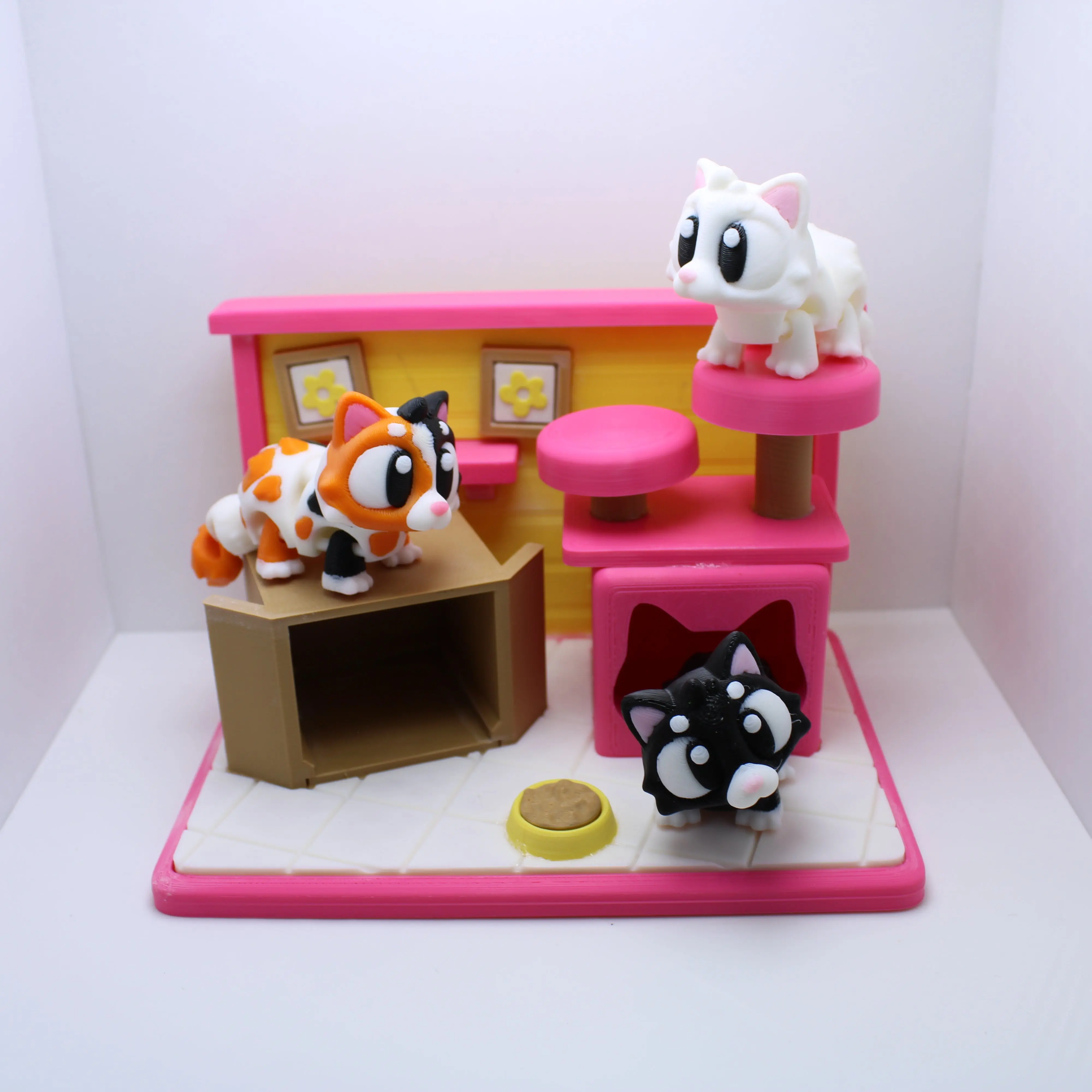 Kitty Corner Cat Tower -3d Printed Desk Companion (with or without kitties)