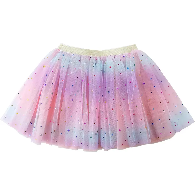 KF5-CPA04  Girls Layered Rainbow Tutu Skirt Dance Dress Ruffle Tiered Clubwear
