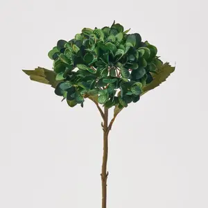 Emerald Green Hydrangea Bloom Single Stem Faux Floral Spray - 18"