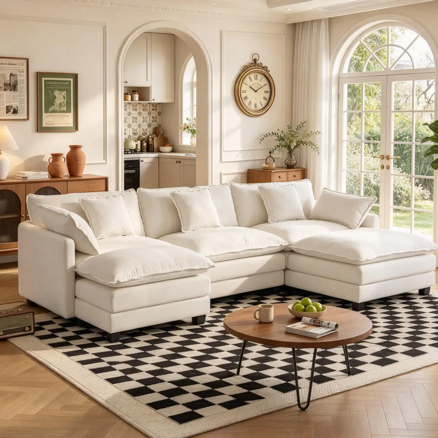 Huge Soft Modular Sectional Sofa with Ottoman, 76.7-146.5 in L/U Shaped 2-6 Seats, Modern Cloud Design, Deep Seat Lounge, Cozy Upholstered for Living Room Cozy Lounge Zone