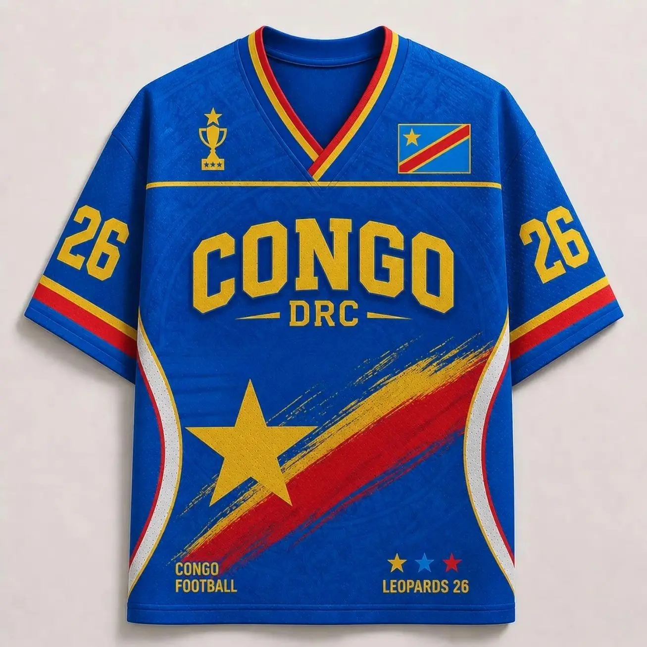 Custom Leopards Congo DR Soccer Jersey, Adult Kid Pet Football Shirt: DR Congo Football Fan Shirt, Match 26 Game Day Tee, DR Congo Jersey