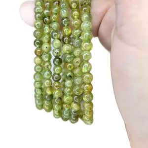 Peridot Beaded Crystal Bracelet with Olivine Gemstone - 5mm