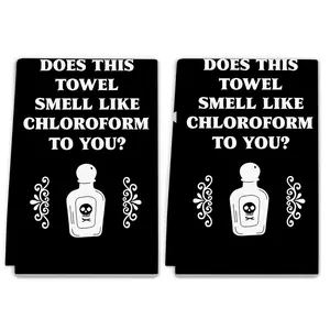 Humorous Gothic Kitchen Towels Set of 2, 18x26 Inch Soft Polyester Fiber, Hand Towel with Skull and Bottle Design, Perfect Gift for Witchcraft Enthusiasts