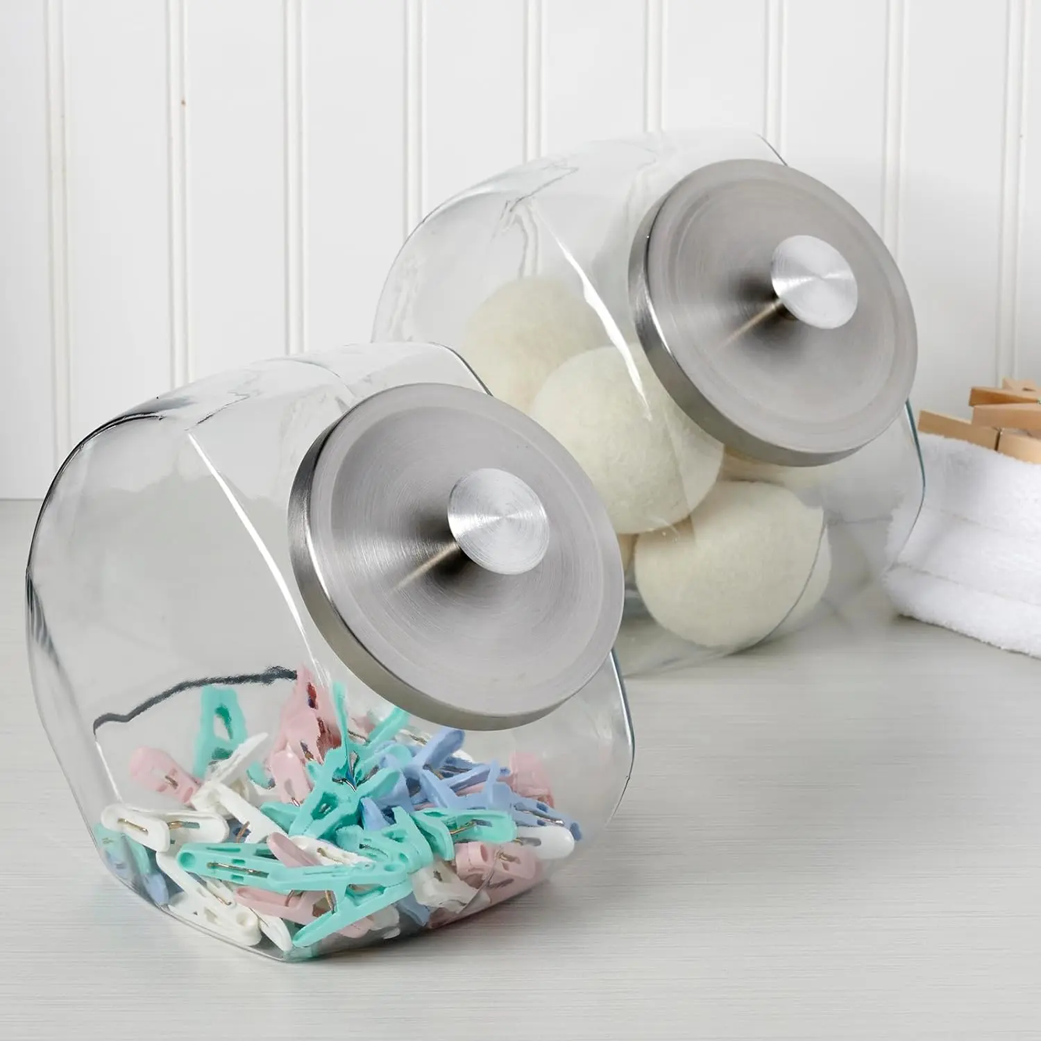 Set of 2 Penny Candy Jars – These 1-gallon glass jars with lids are perfect for storing candy, snacks, or other treats