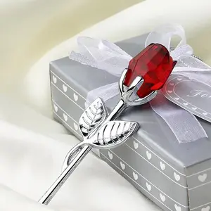 Artificial Crystal Glass Rose Ornaments, 1/2pcs Decorative Flowers Creative Diy Spring Artificial Flower for Home Wedding Desktop Decoration, Decorative Sweet Ornament, Birthday Gift Ideas, Artificial Flower Set