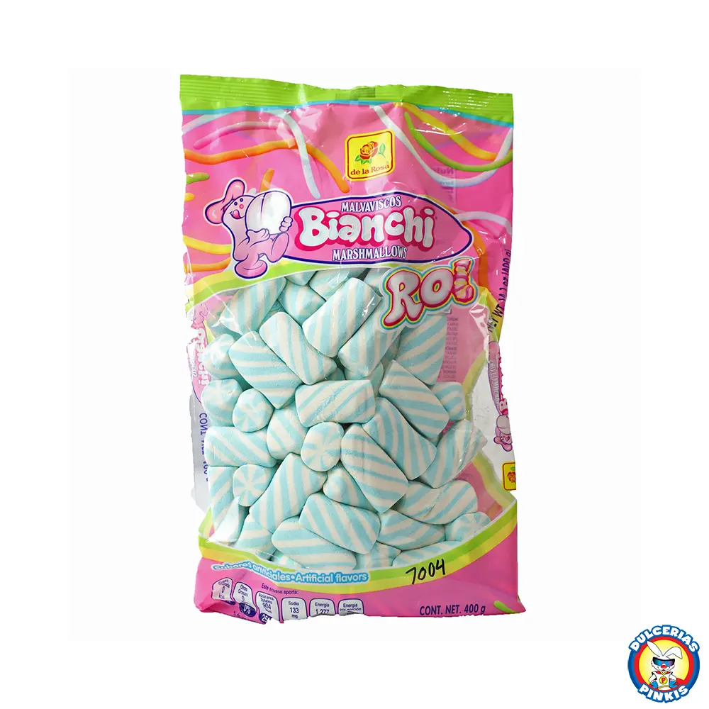 Bianchi Rol Azul, Enrollado, & Rosa Marshmallows - Vibrant Blue, Pink, Multicolor & White Striped Candy with Artificial Flavors for Sweet Fun Taste Bonbon
