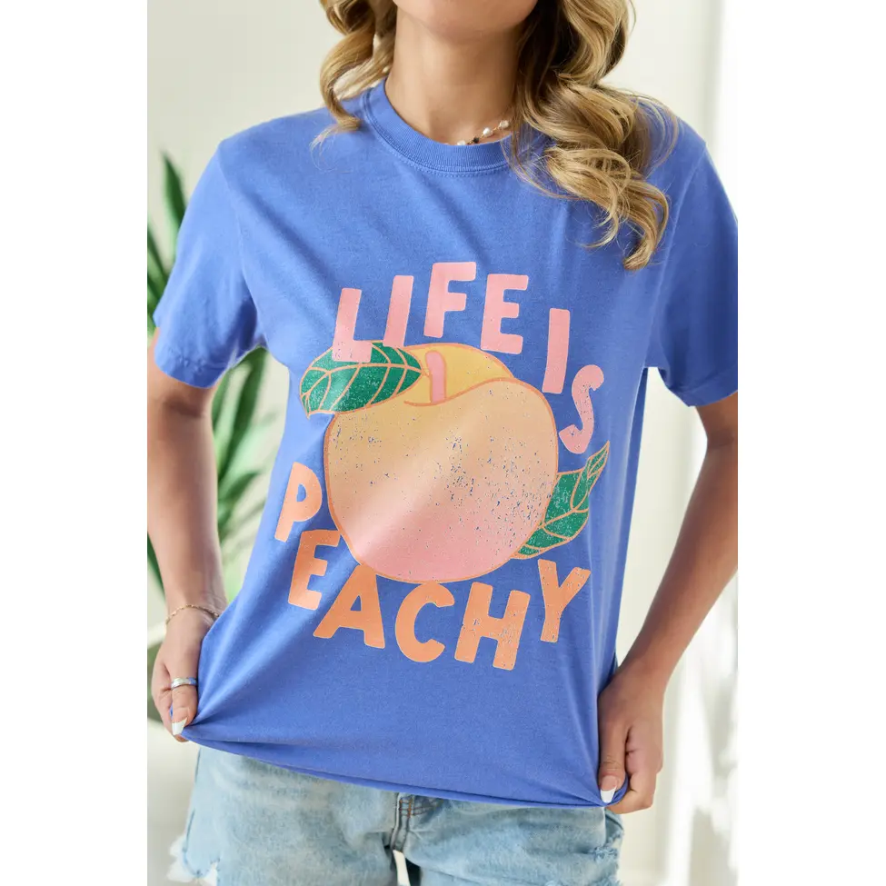 Life Is Peachy Blue Comfort Colors Graphic Tee