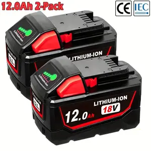 12.0Ah M18 Lithium-ion Replacement For Milwaukee Battery Compatible With Milwaukee M18 Battery 48-11-1812 48-11-1850 48-11-1852 48-11-1828 48-11-1862 For Cordless Power Tools Battery lithium-ion replacement
