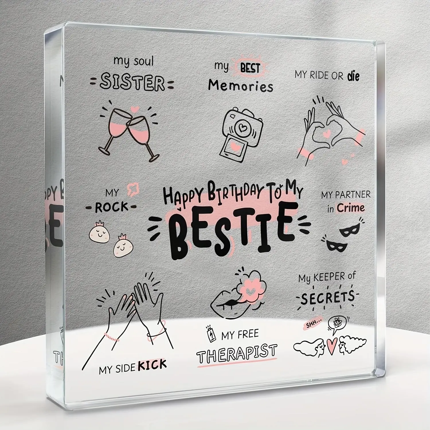 Acrylic Square, Photo, Signage Plaque, Personalized Plaque, Decorative Plaque, Best Friend Birthday Gift, Friendship Gifts for Women, Birthday Gifts for BFF, Home Decor, Signs