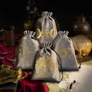 Silver Color Card Bag Twelve Zodiac Velvet Storage Bag Tarot Card Holder Thick Canvas Travel Organizer Desk Game Drawstring Pouch, Storage Compartment