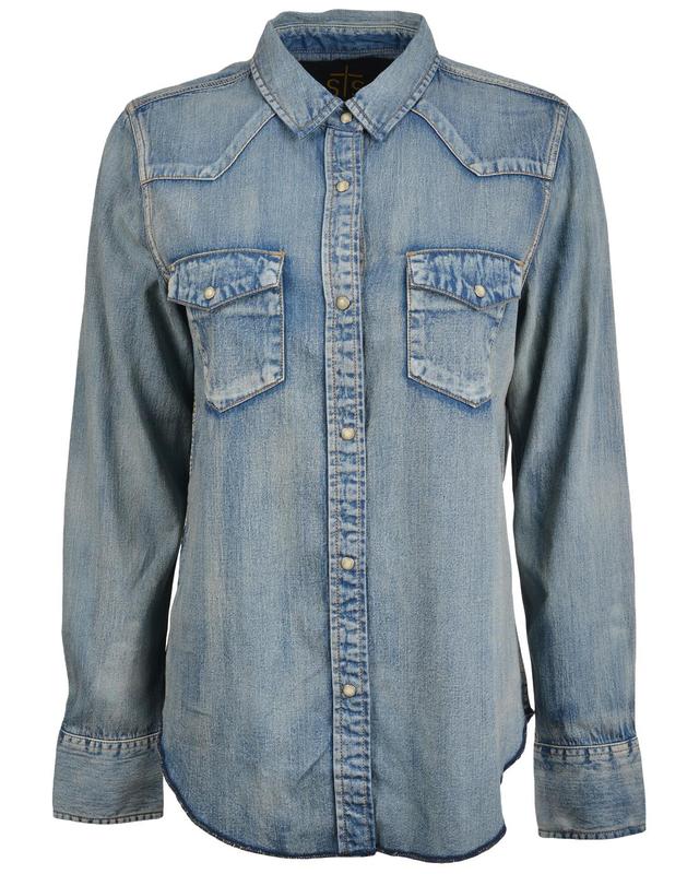 Sts Ranchwear By Carroll Women's Claira Denim Long Sleeve Pearl Snap Western - Sts9870