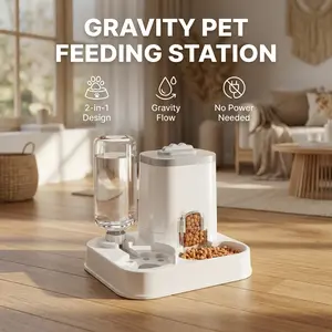 NuzzleBox 2-in-1 Gravity Pet Feeder & Waterer — No electricity required, easy to assemble, moisture-proof and leak-proof; designed for cats and small dogs (suitable for home use and travel).