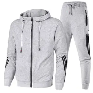 Men’s Gym Clothes Set Zip Up Hooded Sports Suit Casual Two Piece Tracksuit for Spring Autumn Outdoor Leisure Wear black sweatpants Sporty Breathable Outfits Sportswear,baggy sweatpants men
