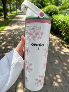 Owala FreeSip Sway 30oz Golf Rhododendron DSG Co-Branded Tumbler with Handle & Straw, Large Capacity 890ml Stainless Steel Insulated Water Bottle, Leak-Proof Sports Bottle for Gym, Hiking, Trave "