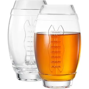 Set of 2 Football Beer Glasses 20oz Jumbo Clear Glass Mugs for Game Day Parties and Tailgates Large Beer Cups for Watching the Big Game Fun Drinking Gift for Men Dads Fans Barware & Home Entertaining