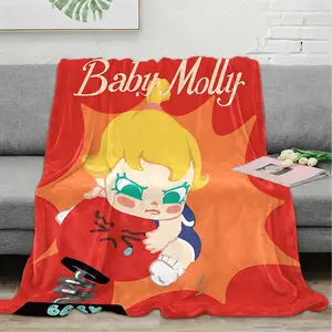 Molly creativity  flannel blanket, exclusive gift for home, office, camping travel, personalized pattern design, modern style, soft texture