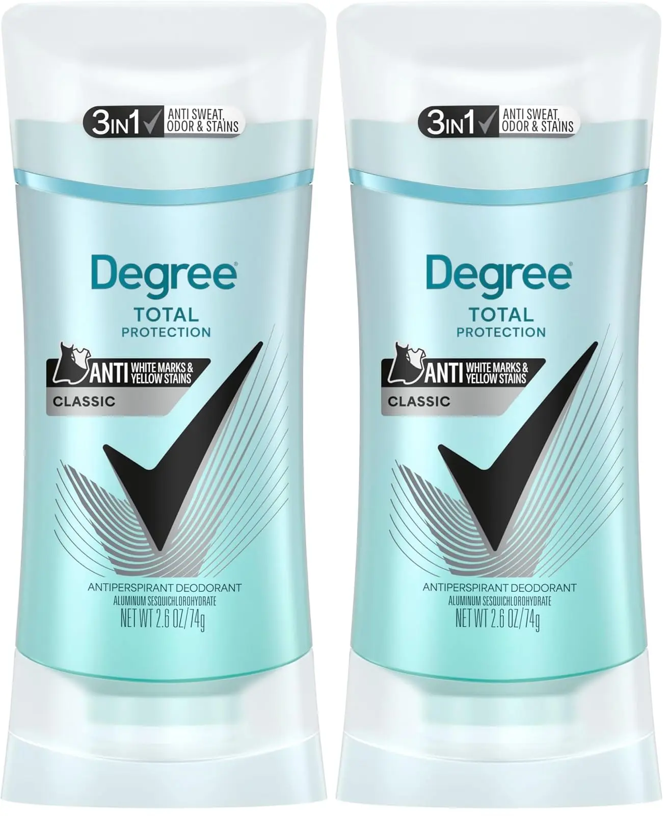 Degree UltraClear Antiperspirant Deodorant Black+White Anti White Marks and Yellow Stains Deodorant for Women 2.6 oz (Pack of 2)