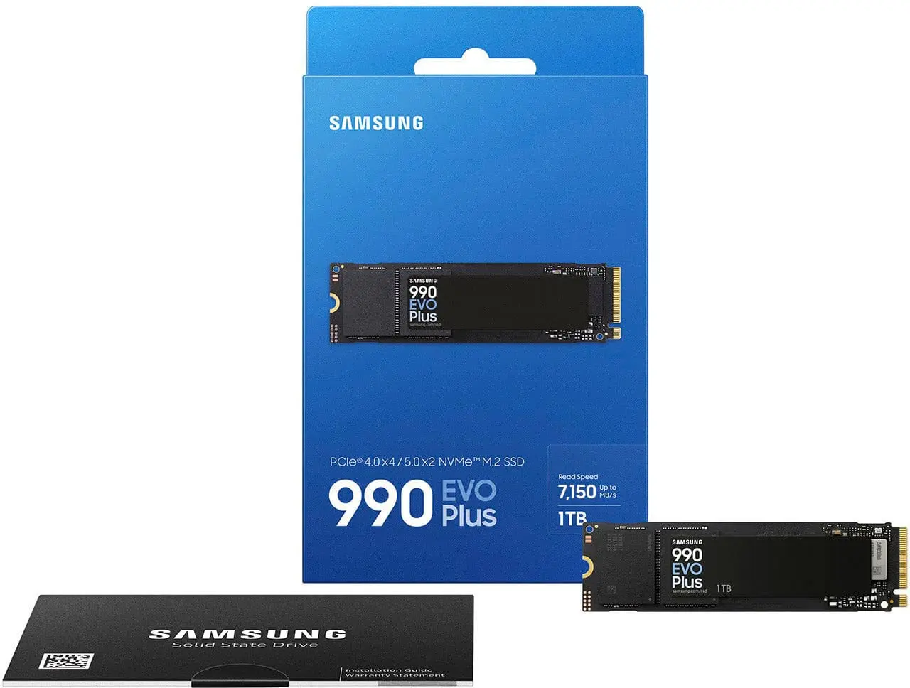 990 EVO PLUS SSD 1TB, PCIe Gen 4x4  5x2 M.2 2280, Speeds Up to 7,150 MBs