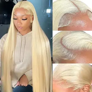 Lucile 613 13x6 Deep Wave Straight Wave Blonde 22-26inch Lace Front Wigs Human Hair 130% Density Long Blonde Wig Lace Frontal Wig Human Hair For Women