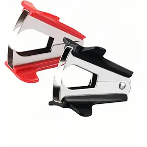Staple Remover 2 Pack - Heavy Duty No Rip Design with Steel Teeth | Red & Black Set for Office, School, Bulletin Boards | Smooth Grip Puller