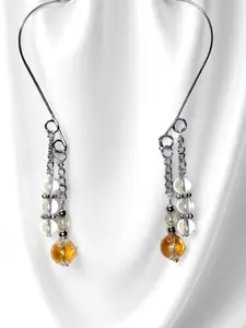Citrine and Clear Quartz Ear Cuffs with Silver Accents Elegant Design for Stylish Wear