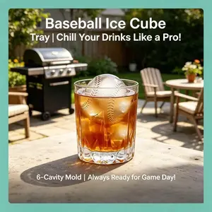 6 cavities, 2.2-inch 3D baseball gift ice tray; silicone large round ice ball mold with fun shapes and a funnel, suitable for whiskey, cocktails, brandy, and beverages