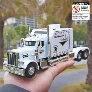 Realistic Alloy Truck Semi-Trailer Model, Sound Lights Effects, Toy Car Model, Handmade Figurine, Includes Ag13 Batteries